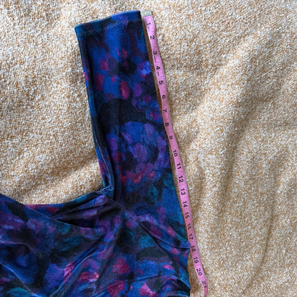 Soft Surroundings Purple Blue Floral Velvet Faux Wrap Dress Velour Whimsigoth - Picture 8 of 8